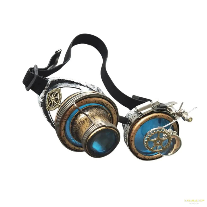 Steampunk Rustic Vintage Blue Sunglasses - Unisex Gothic Cosplay Goggles