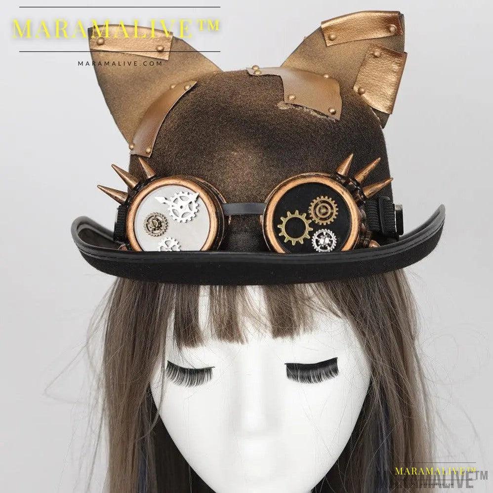 Steampunk Top Hat Halloween Cos Cat Ears