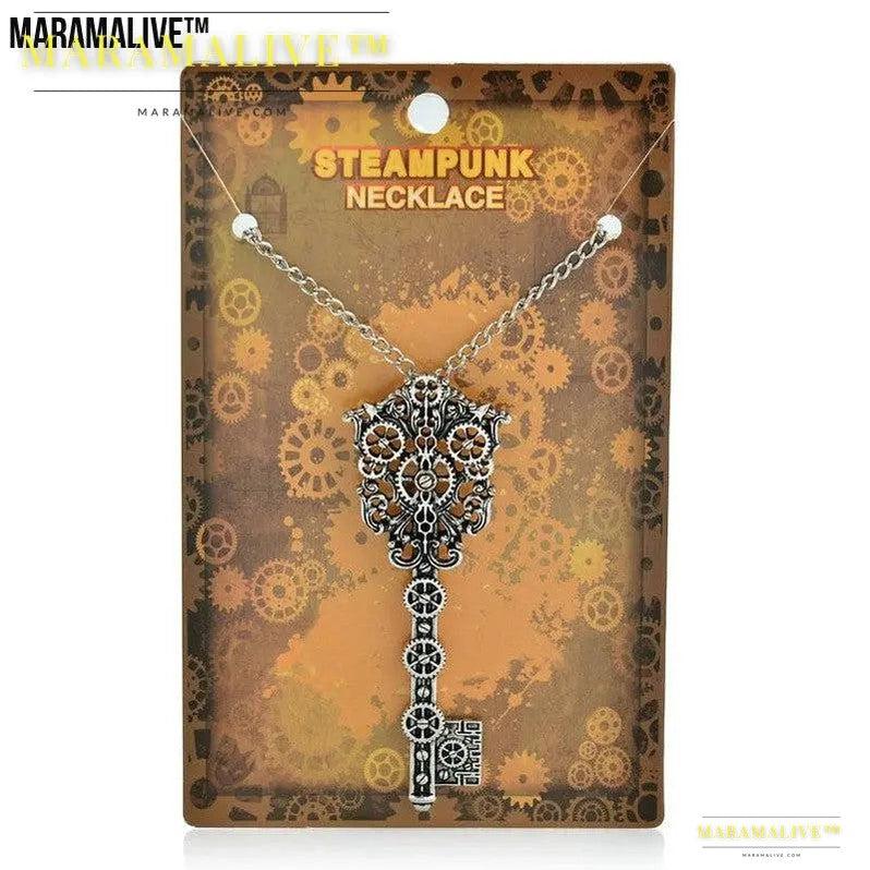 Steampunk Vintage Gear Key Necklace