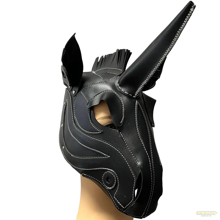 Steampunk style unicorn PU mask adjustable horse-face skirt pullover mask Halloween party dress up accessories cosplay props