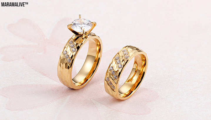 Steel Couple Ring Pair 18K Diamond Jewelry Factory Supply