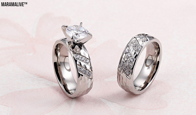 Steel Couple Ring Pair 18K Diamond Jewelry Factory Supply