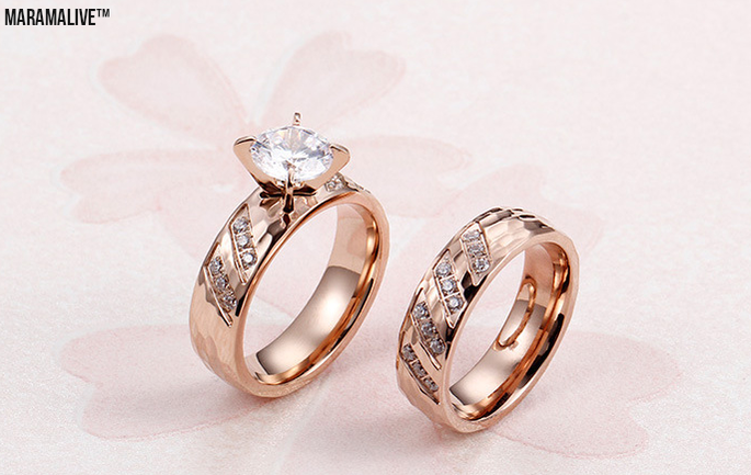 Steel Couple Ring Pair 18K Diamond Jewelry Factory Supply