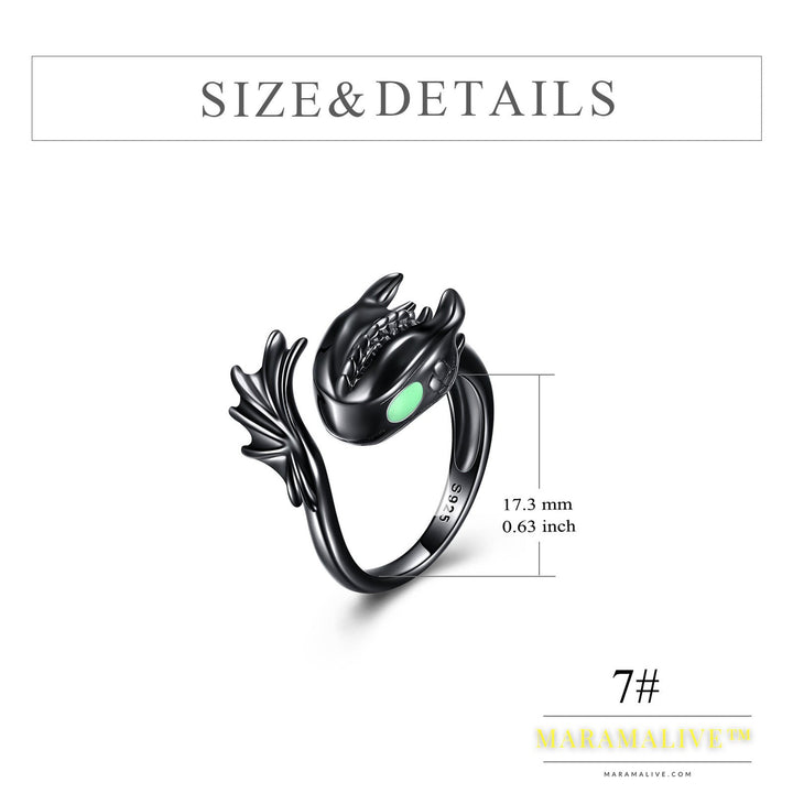 Sterling Silver Black Dragon Ring Jewelry Gifts for Men Women