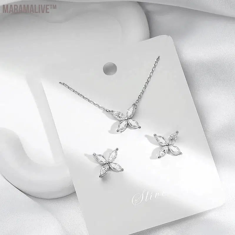 Sterling Silver Moissanite Butterfly Set for Women