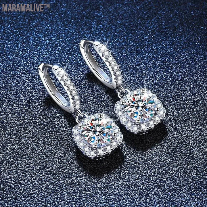 Sterling Silver Moissanite Drop Earrings | Sparkling Gems