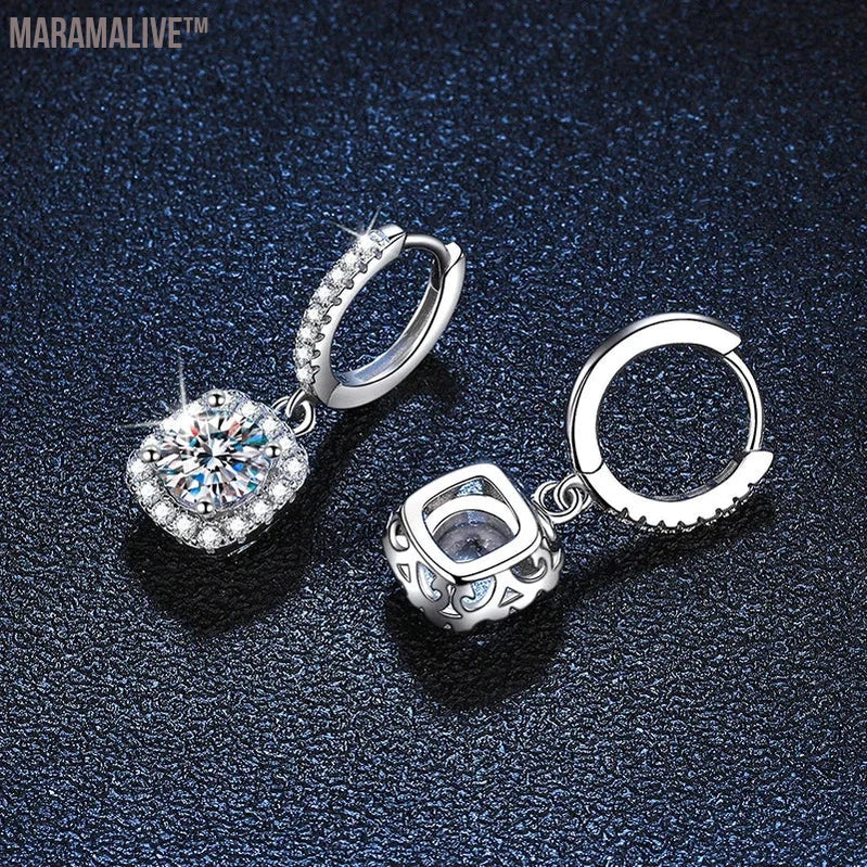 Sterling Silver Moissanite Drop Earrings | Sparkling Gems