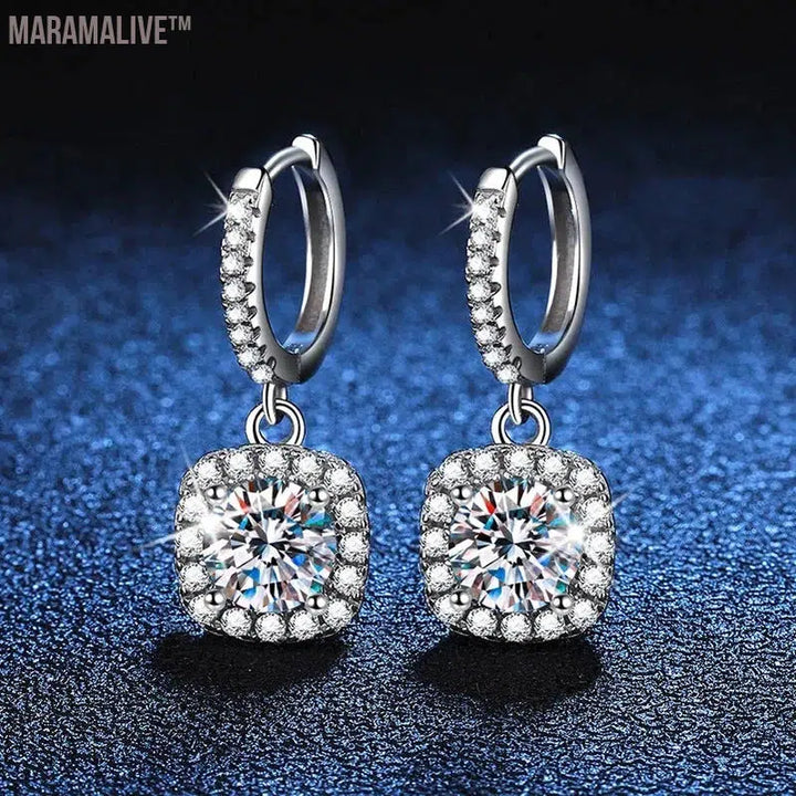 Sterling Silver Moissanite Drop Earrings | Sparkling Gems