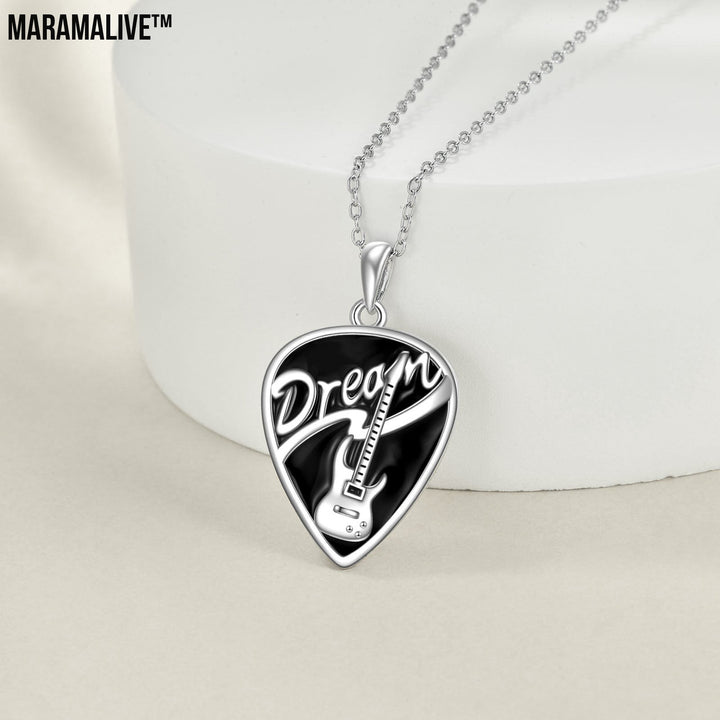 Sterling Silver Music Guitar Pick Pendant Necklace Jewelry Gifts for Women