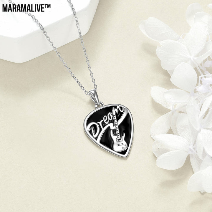 Sterling Silver Music Guitar Pick Pendant Necklace Jewelry Gifts for Women