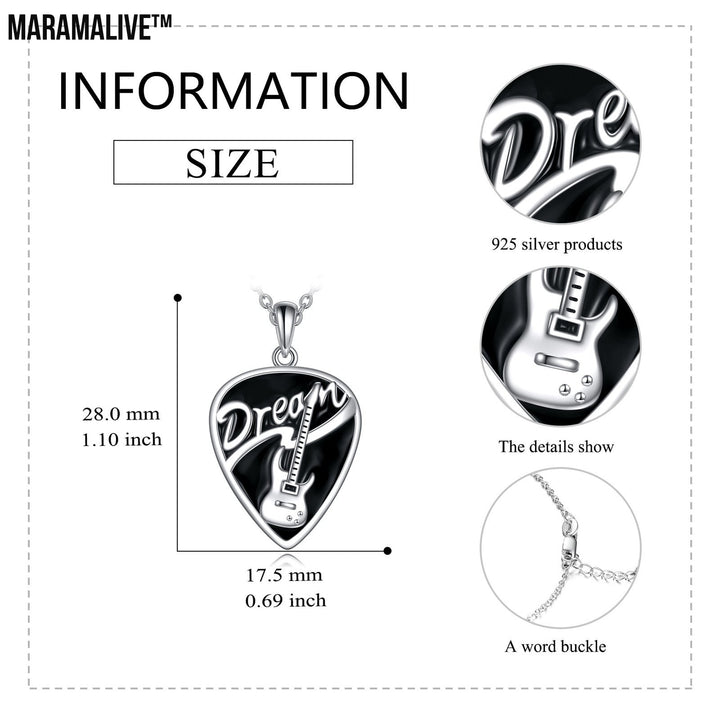 Sterling Silver Music Guitar Pick Pendant Necklace Jewelry Gifts for Women