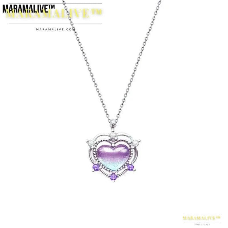 Sterling Silver Peach Amethyst Heart Necklace