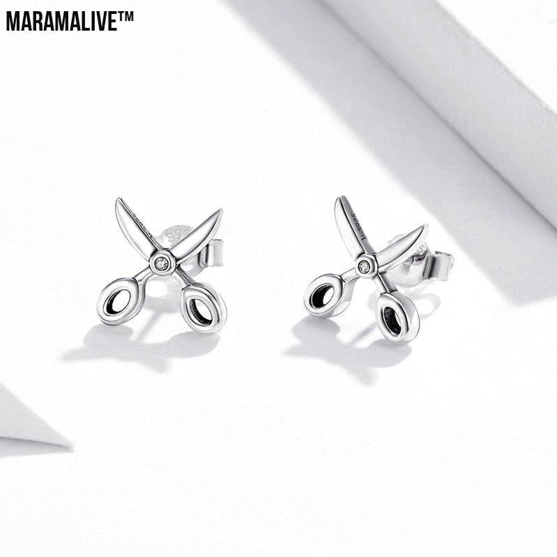 Sterling Silver Small Scissors Earrings s925 Earrings