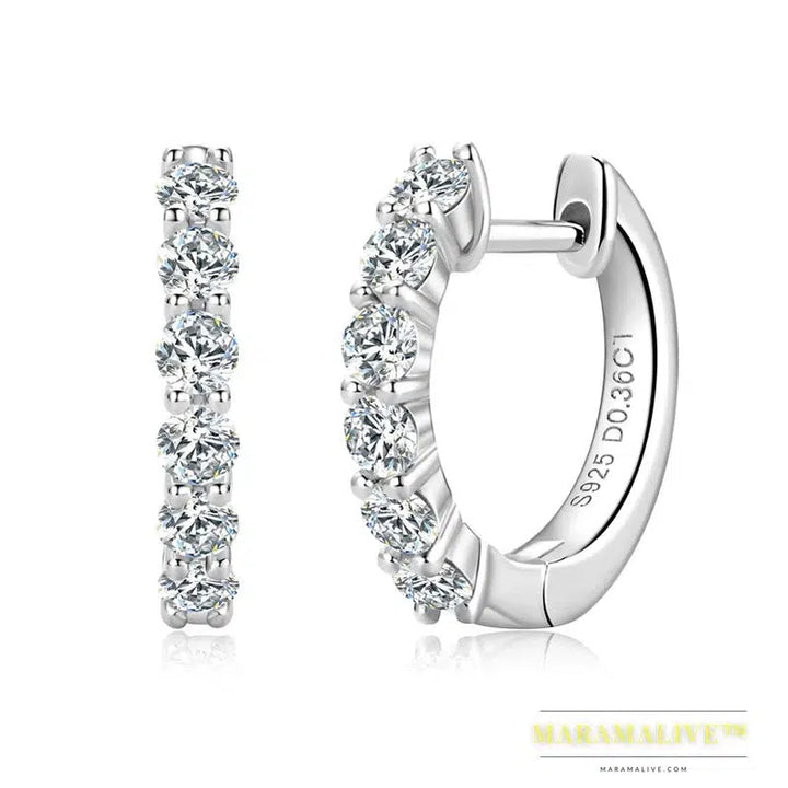 Sterling Silver Women Jewelry - Moissanite Hoop Earrings