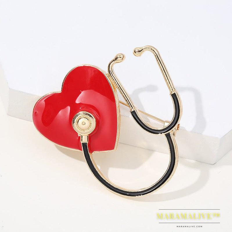 Stethoscope Brooches Gold Pin Romantic Jewelry Party Lapel Pins Metal