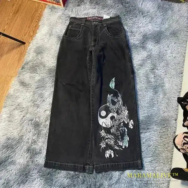 Streetwear New Y2K Jeans Hip Hop Retro oversize Graphic Printing Baggy Jeans Denim Pants Men Women Goth Wide Trousers