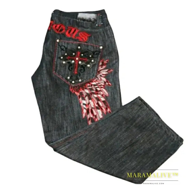 Streetwear New Y2K Jeans Hip Hop Retro oversize Graphic Printing Baggy Jeans Denim Pants Men Women Goth Wide Trousers