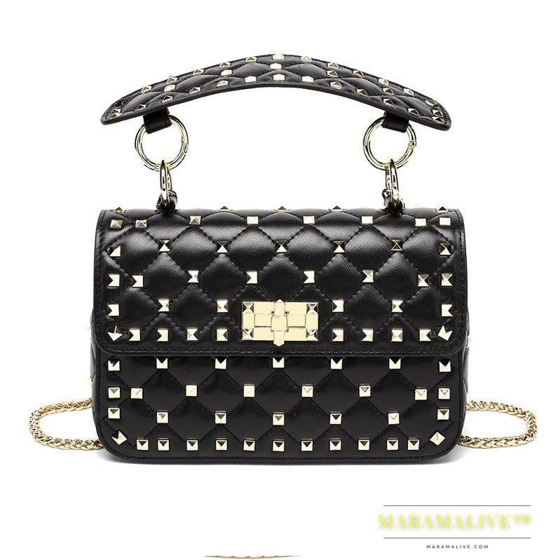 Studded Casual One Shoulder Small Square Bag