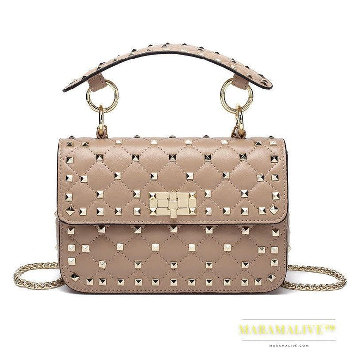 Studded Casual One Shoulder Small Square Bag