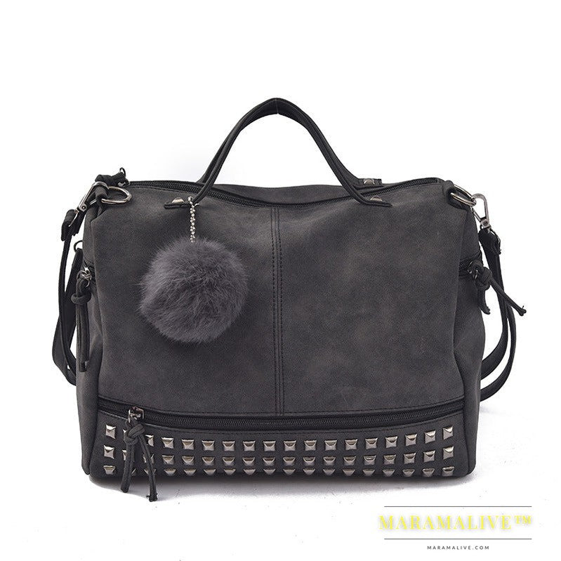 Studded Motorcycle Bag Retro Frosted Big Bag Ladies Single Shoulder Bag