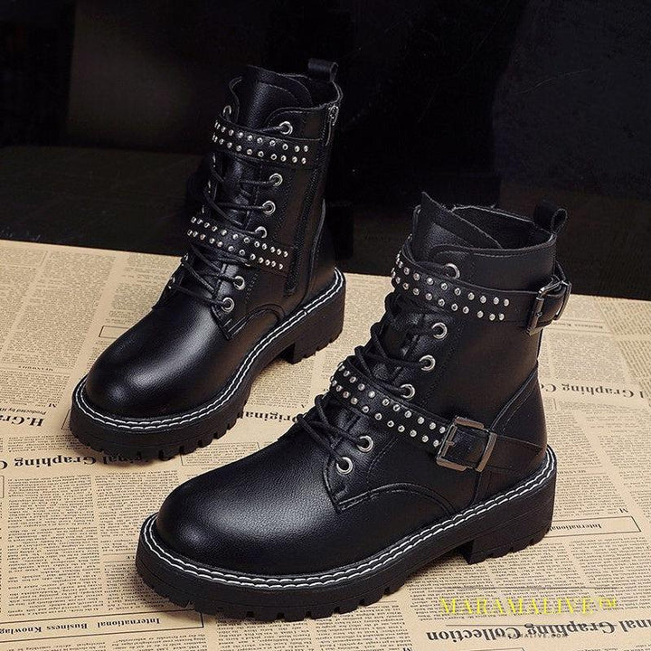 Studded motorcycle short boots