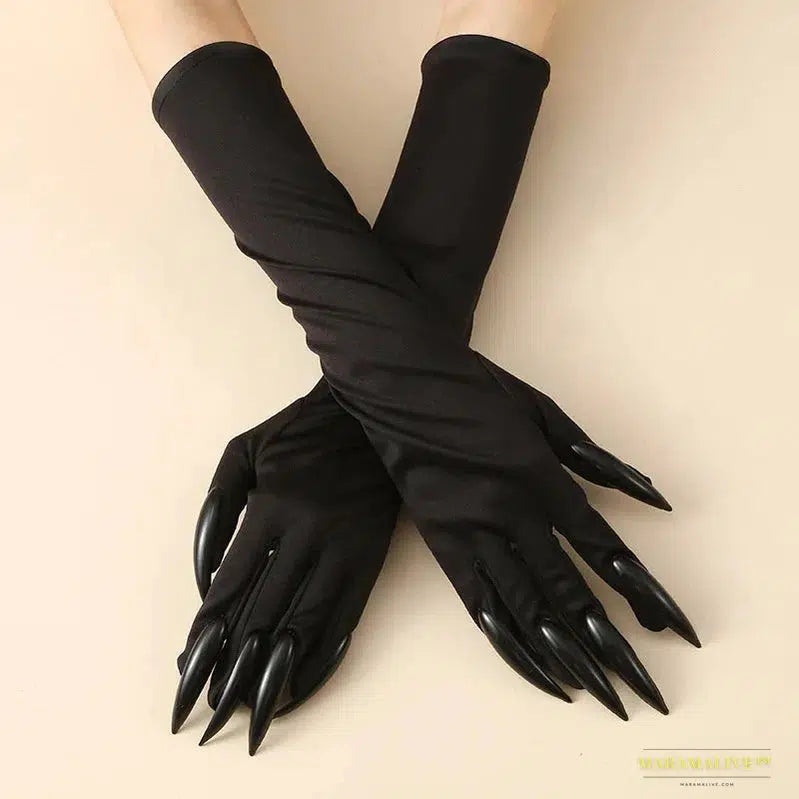 Stunning Gothic Cat Ear Masks & Long Gloves Set - Luxury Cosplay Halloween Party Costume Accessories