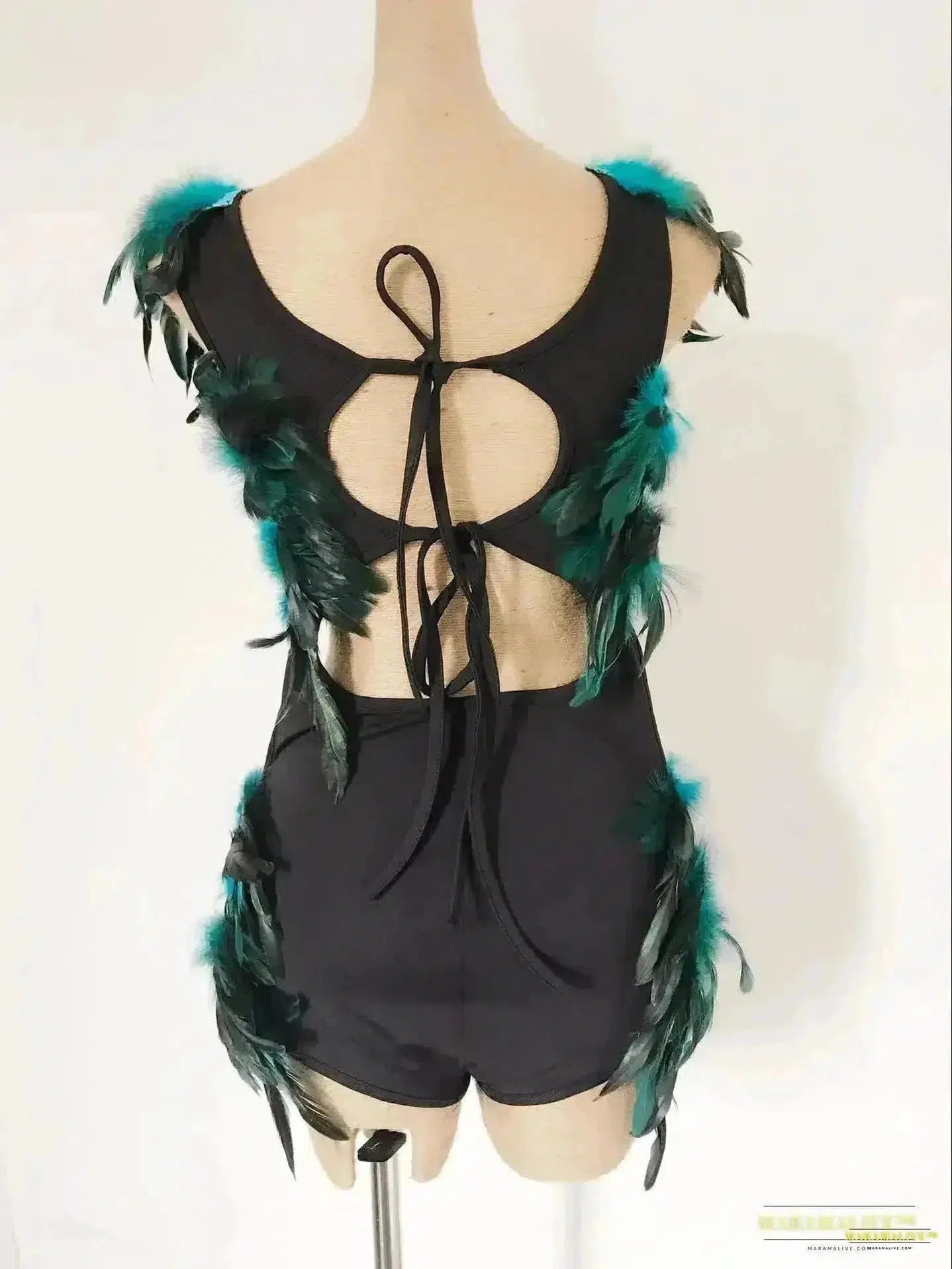 Stunning Gothic Peacock Feather Bodysuit - gothic bodysuit