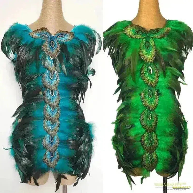 Stunning Gothic Peacock Feather Bodysuit - gothic bodysuit