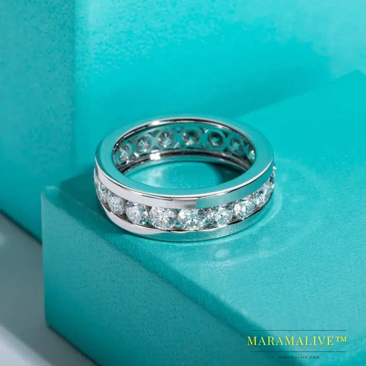 Stunning Moissanite Full Eternity Wedding Band Ring for Men & Women