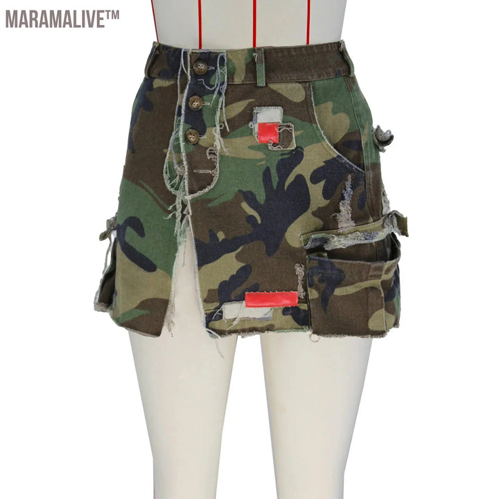 Summer Ladies Camouflage Skirt 2024 Open Window Shopping Can Wear Comfortable Casual Women Bag Buttock Short Skirt