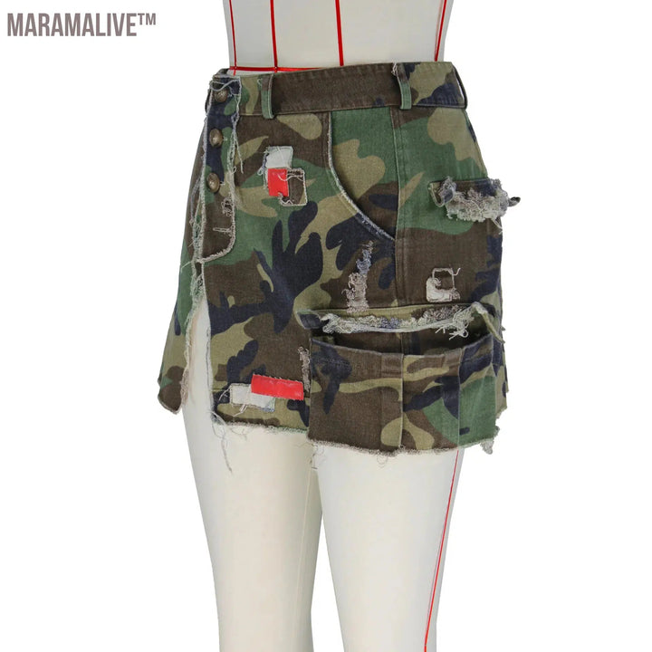 Summer Ladies Camouflage Skirt 2024 Open Window Shopping Can Wear Comfortable Casual Women Bag Buttock Short Skirt