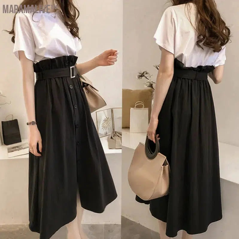 Summer New plus Size Women's Clothing Fashionable Set That Makes You Look Younger Plump Girls Belly-Covering Dress Flab Hiding