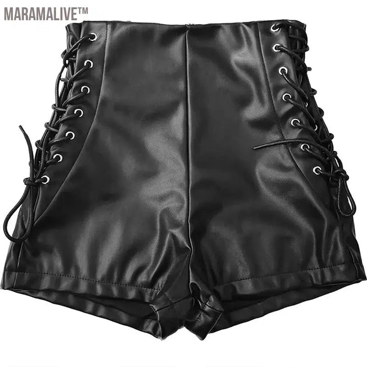 Summer Sexy PU Shorts Women Clothing Faux Leather Goth High Waisted Womens Casual Shorts Y2k Hot Woman Black Short Pants