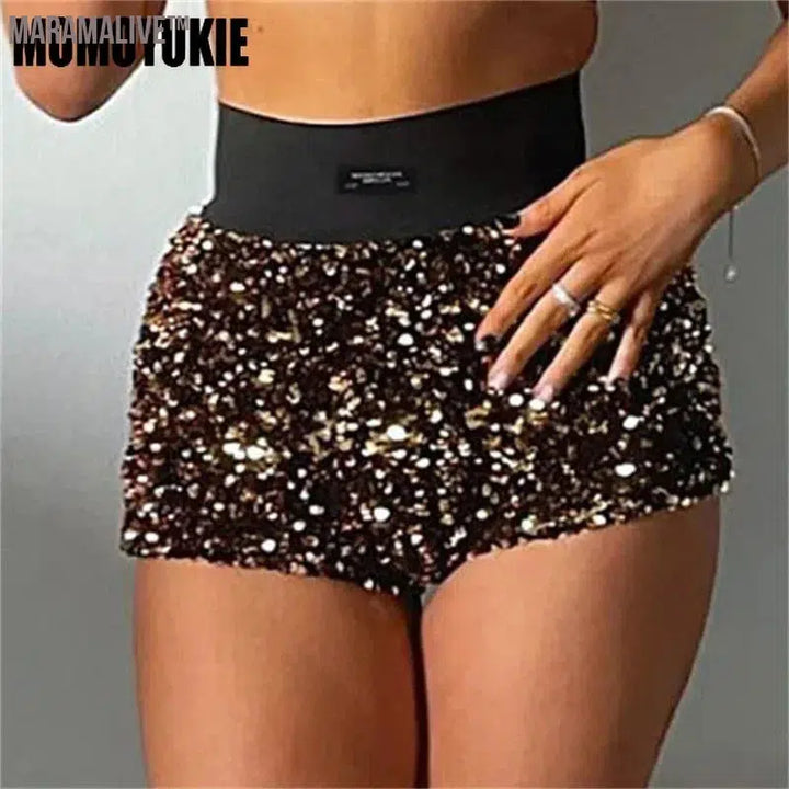 Summer Women Mini Shorts Fashion Trend Sequined High Waist Glitter Clothing Sexy Skinny Party Nightclub Shorts Streetwear