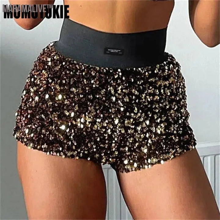 Summer Women Mini Shorts Fashion Trend Sequined High Waist Glitter Clothing Sexy Skinny Party Nightclub Shorts Streetwear