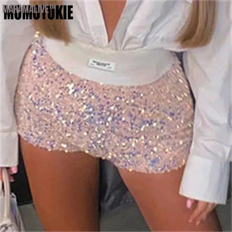 Summer Women Mini Shorts Fashion Trend Sequined High Waist Glitter Clothing Sexy Skinny Party Nightclub Shorts Streetwear