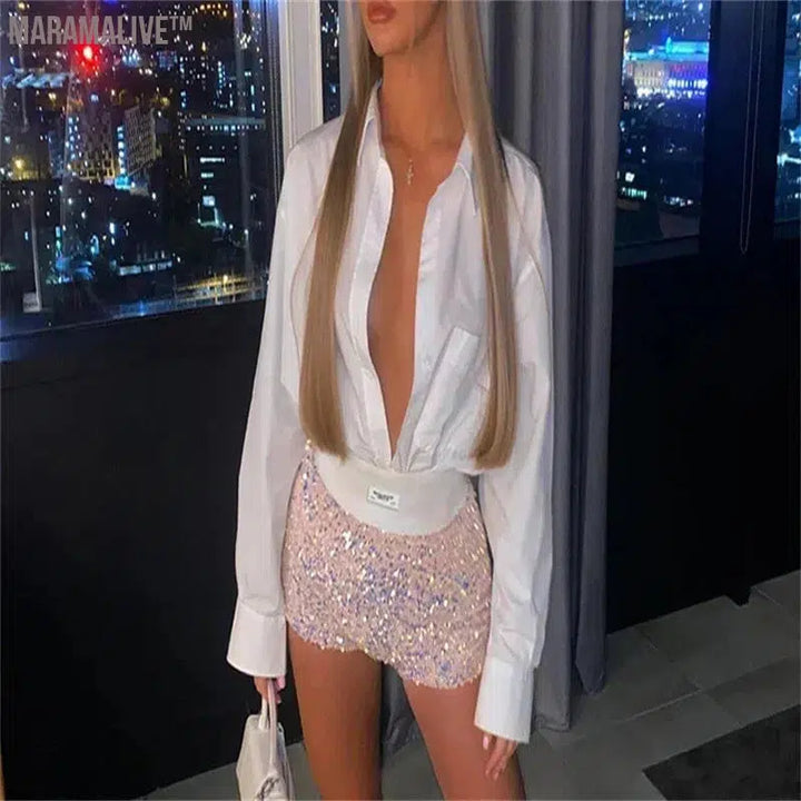 Summer Women Mini Shorts Fashion Trend Sequined High Waist Glitter Clothing Sexy Skinny Party Nightclub Shorts Streetwear