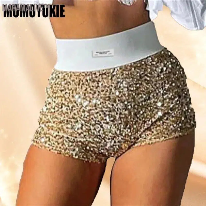 Summer Women Mini Shorts Fashion Trend Sequined High Waist Glitter Clothing Sexy Skinny Party Nightclub Shorts Streetwear