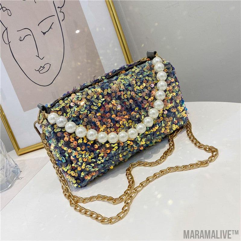 Summer Women's Fashionable Sequined Chain Shoulder Bag