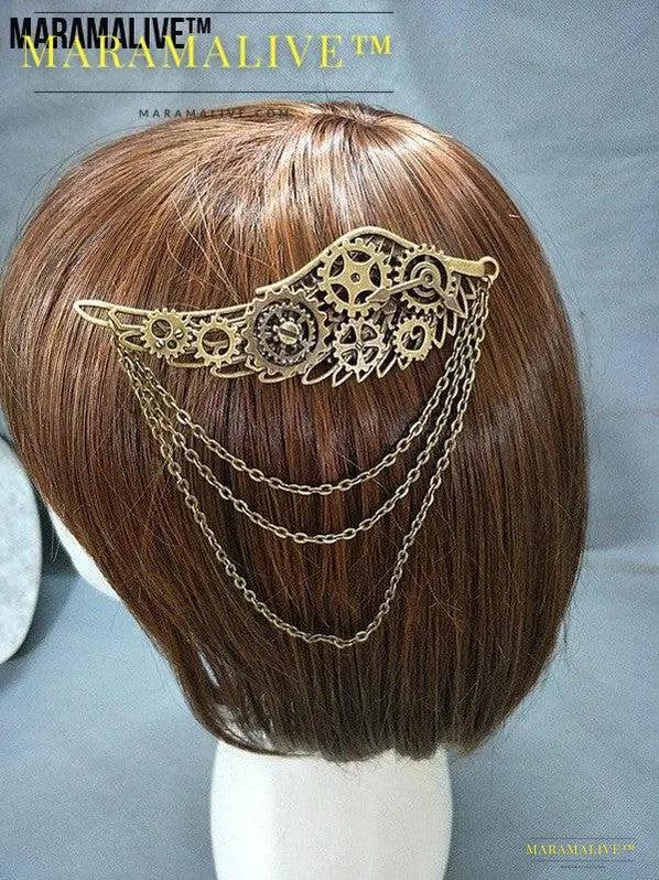 Tassel Wings Gear Pointer Punk Barrettes Brooch Dual-use