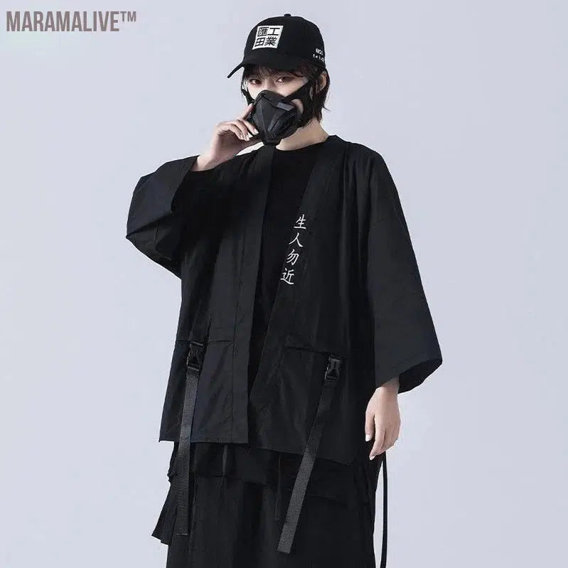 Techwear T-shirt Punk Gothic Clothes Goth Clothes Summer Short Sleeve T-shirts Coat Japanese Style Streetwear Hip Hop