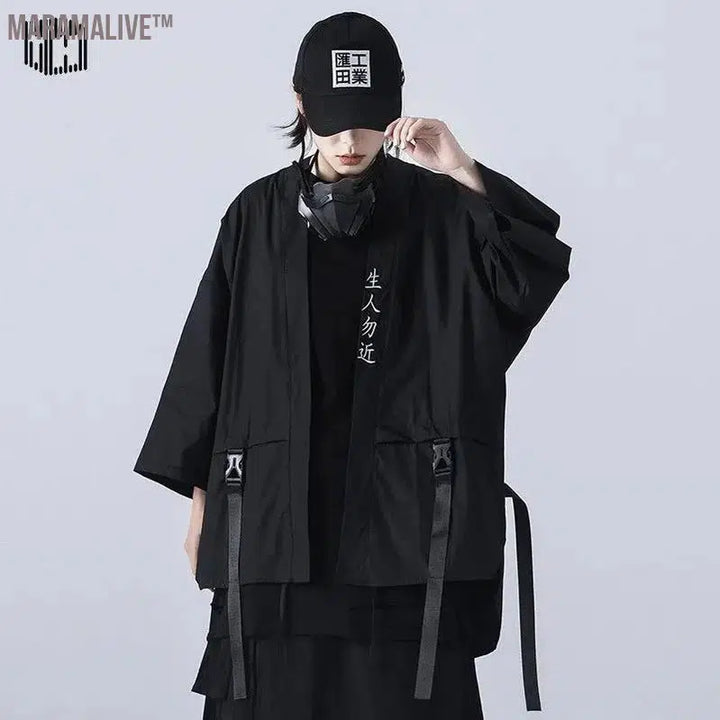 Techwear T-shirt Punk Gothic Clothes Goth Clothes Summer Short Sleeve T-shirts Coat Japanese Style Streetwear Hip Hop