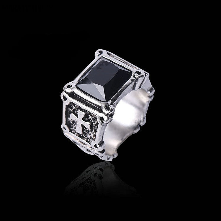 The Cardinal's Crest - A Ring of Prestige: Men's Retro Ring Gothic Cross With Rubies