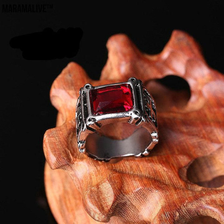 The Cardinal's Crest - A Ring of Prestige: Men's Retro Ring Gothic Cross With Rubies