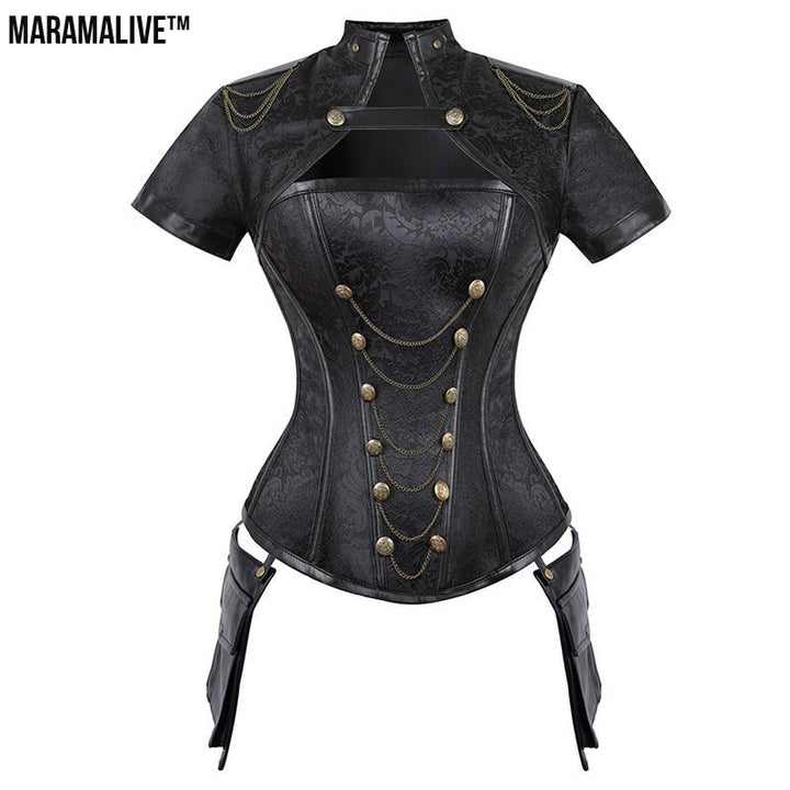 The Dark Duchess: Retro Punk Cape Steel Court Corset Zip Gothic