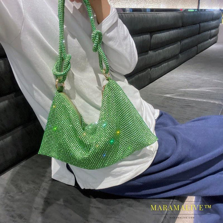 The New Trendy Light Luxury Full Diamond Underarm Bag Niche Design Diamond-studded Single