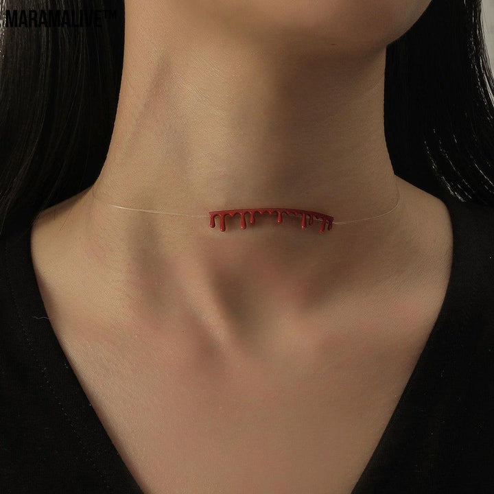 The Scarlet Choker - Personality Red Liquid Collar Ins Cold Wind