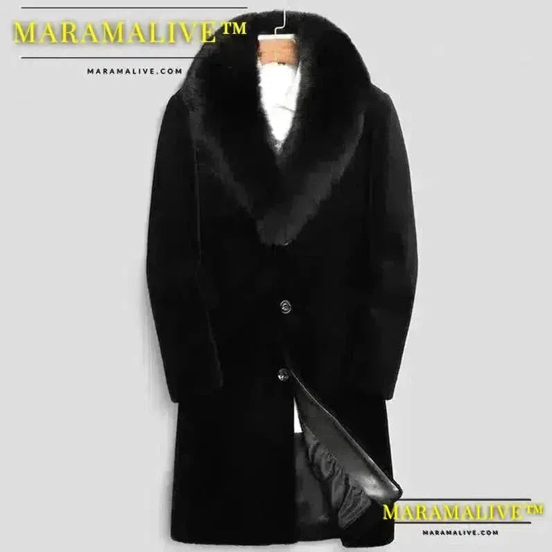 Thick Jacket Autumn Winter Fur Coat Men Lapel Warm Luxury Faux Fur Black Parkas Mens Furry Shaggy Outerwear Windbreaker