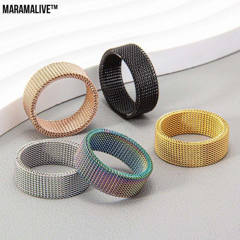 Titanium Steel Woven Mesh Deformation Ring