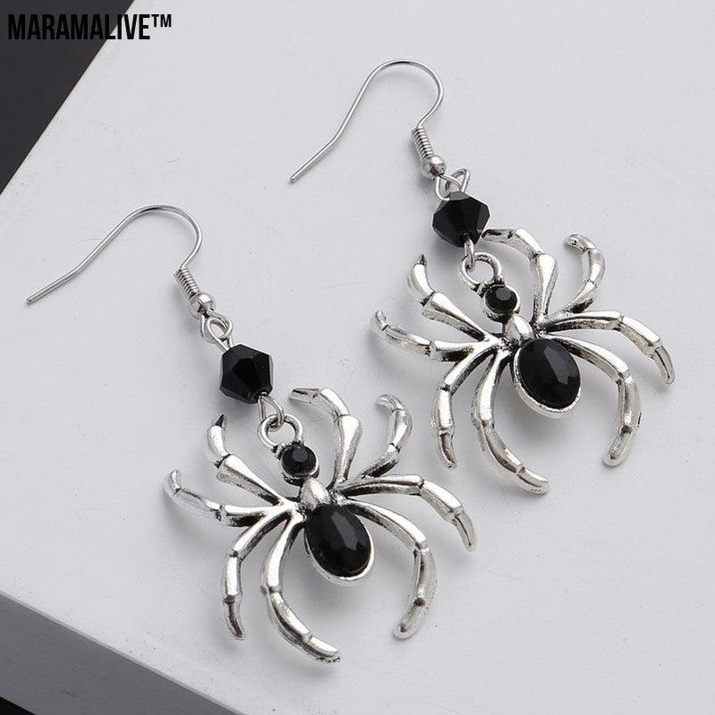 Title: Alluring Arachnids: Dark Art Gothic Beautiful Style Black Spider Earrings Design Sense Punk